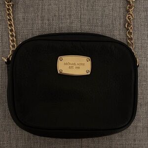 Michael Kors Black Crossbody with Gold Chain